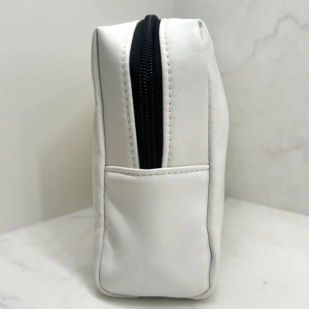 Dermstore Ivory & Black Lined Zip Top Cosmetic Bag - NWOT - Unused